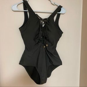 Army green one piece swimsuit